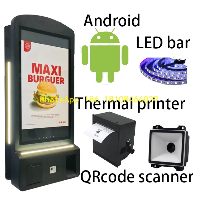 آلة كشك الطباعة التي تعمل باللمس مع دفع Qr الكل في واحد كشك الخدمة الذاتية للوجبات السريعة مع نقاط البيع والطباعة والمسح الضوئي #1