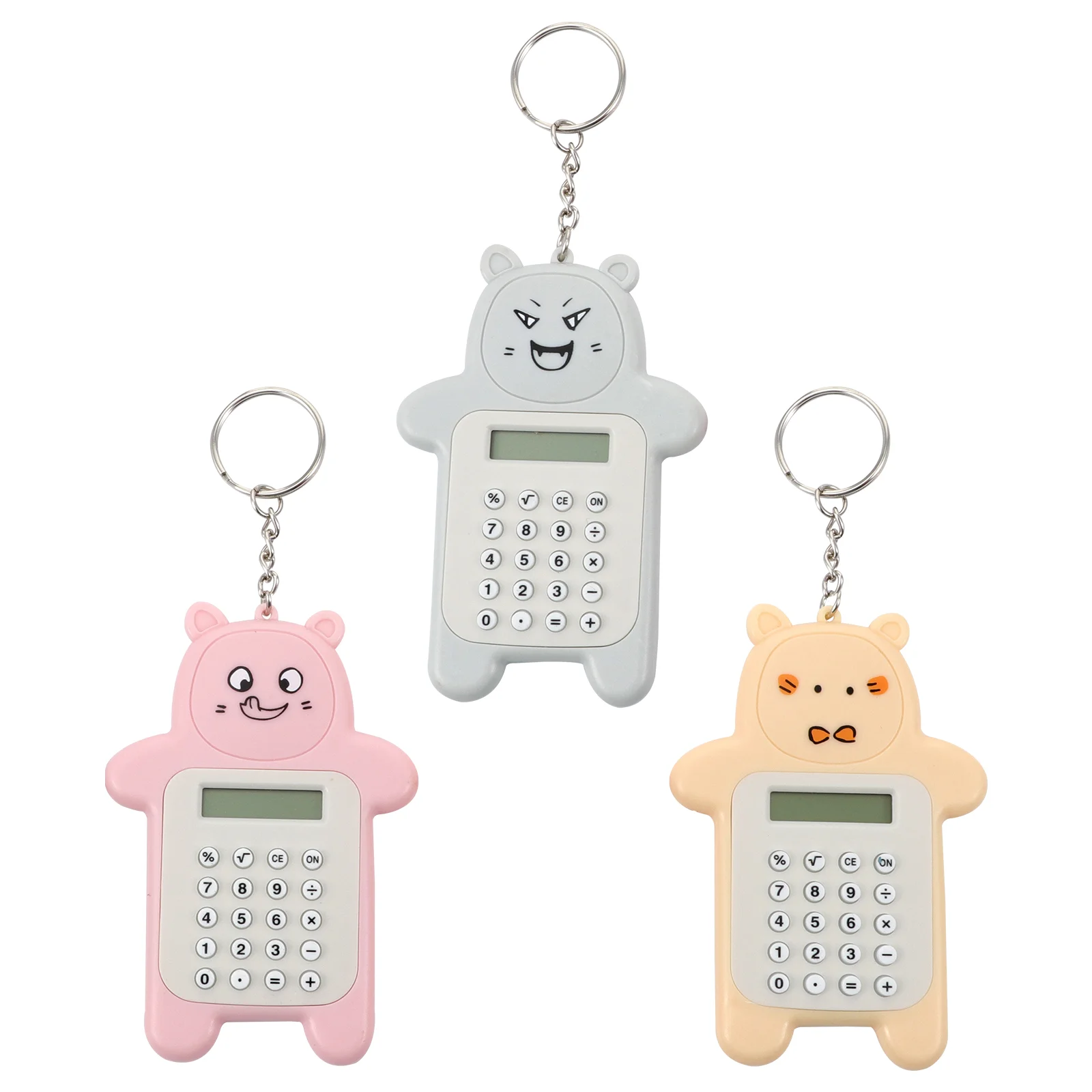 3 Pcs Bags Christmas Arithmetic Calculator Pupils Key Rings Keychains Car Holder Plastic Lcd Small Pocket Size Mini Pendant