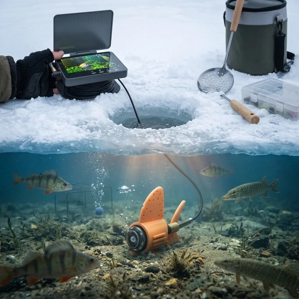 Underwater Fishing Camera 4.3 Inch Touchscreen Recorder With Detector For Ice Sea Lake River Fishing Equipment