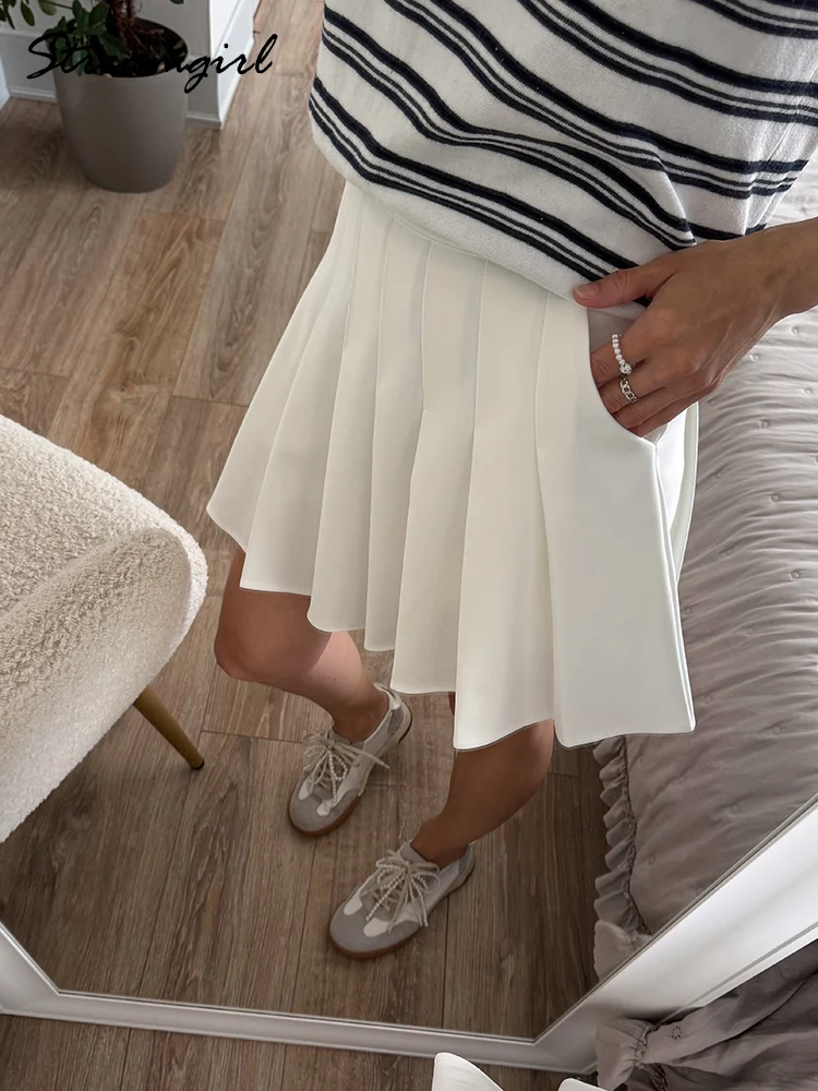 Women Mini Pleated Skirts With Shorts Summer High Waist Short White Skirt Pleated Mini For Women Black Skirts Short School 2026