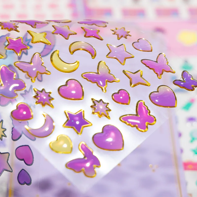 4 قطعة فراشة الحب كريستال ملصق لطيف ملصق Diy بها بنفسك دفتر جراب هاتف Kawaii سجل القصاصات مذكرات ملصق الإمدادات