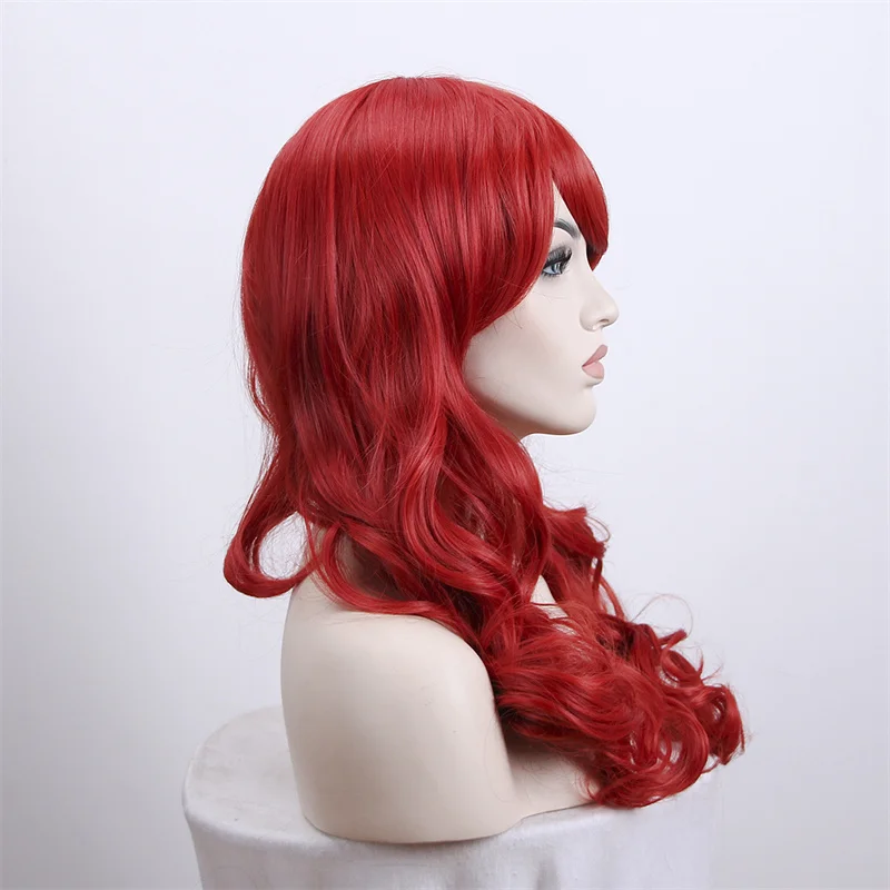 60CM Red Long Curly Wig  Synthetic Heat Resistant Fiber Cosplay Wig  Hair  Women Party Wig Die Vernixte Erste Liebe