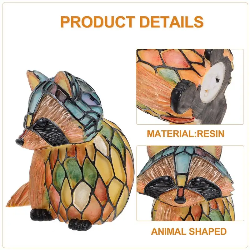 Manchado decorativo animal abajur, guaxinim em forma de abajur para mesa, casa e quarto decorações