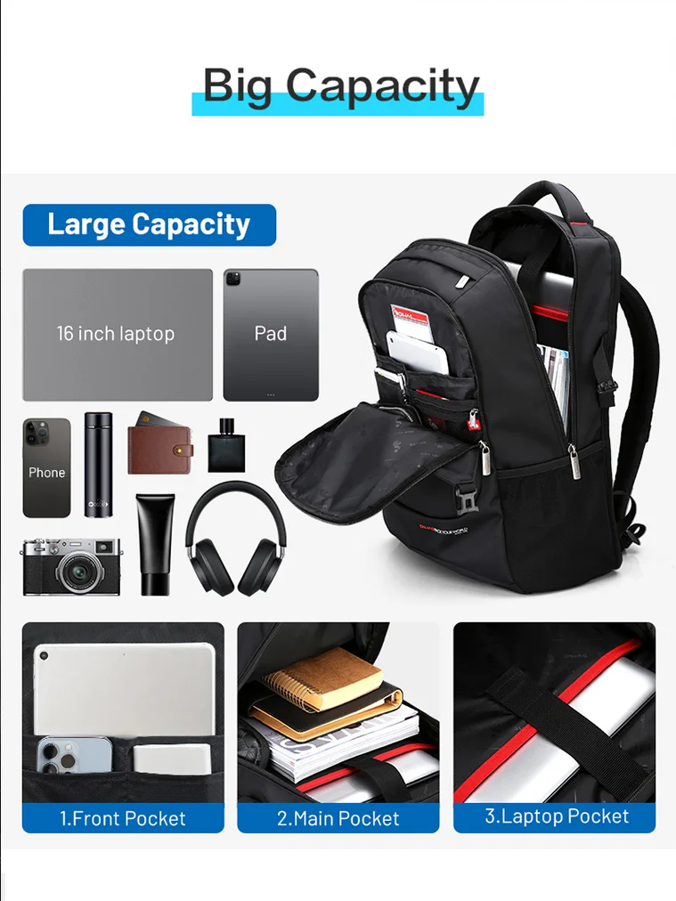 OIWAS Casual Business Laptop Backpack Men\'s Bagpack Multifunction Waterproof Large Capacity Portable Bag For Traveling Outdoor