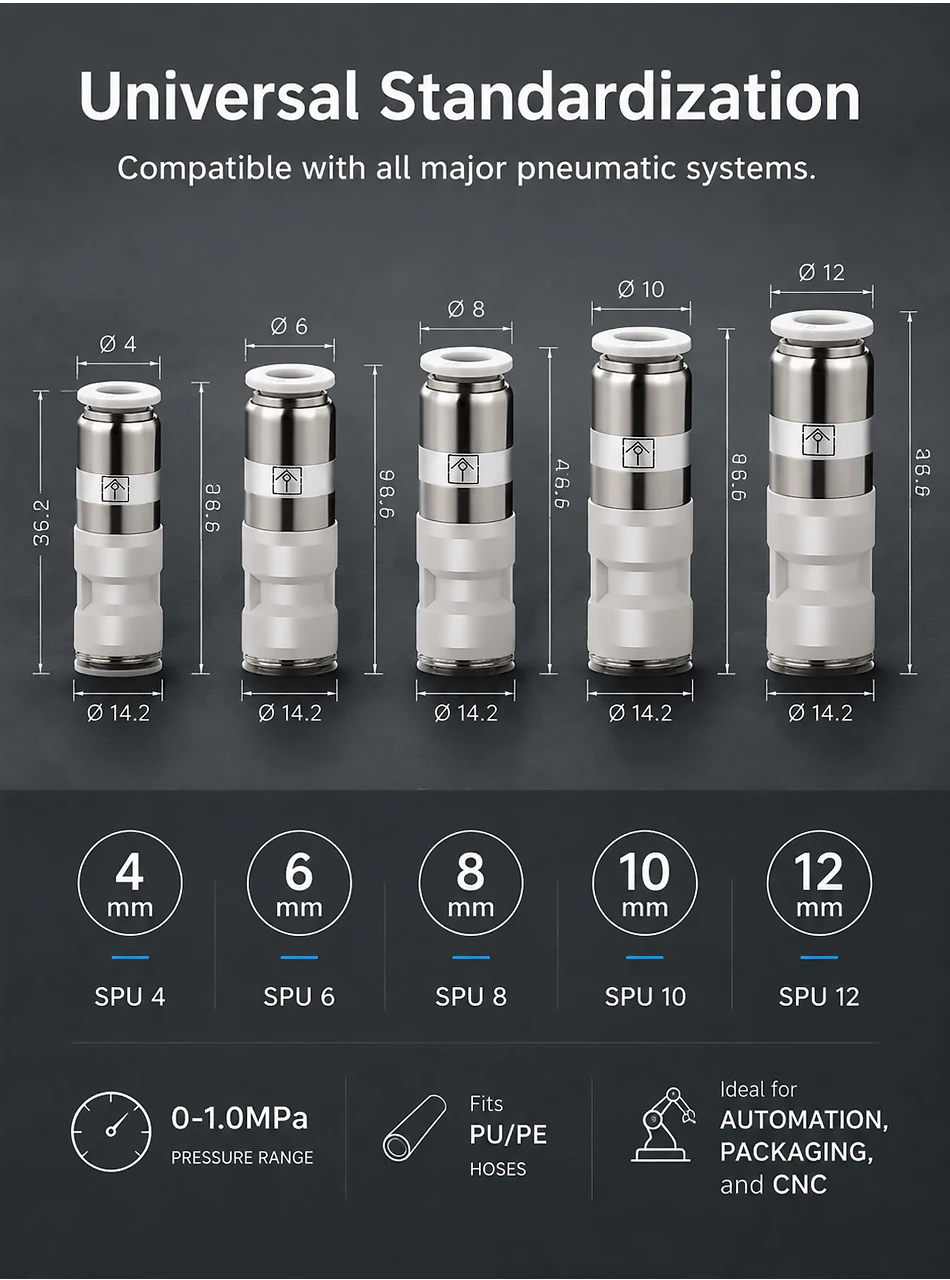 1PCS Pneumatic One-way Non Return Check Valve SPU Straight Control 4mm 6mm 8mm 10mm 12mmGas Pipe One-touch Push In Quick Connect T&I Online Store