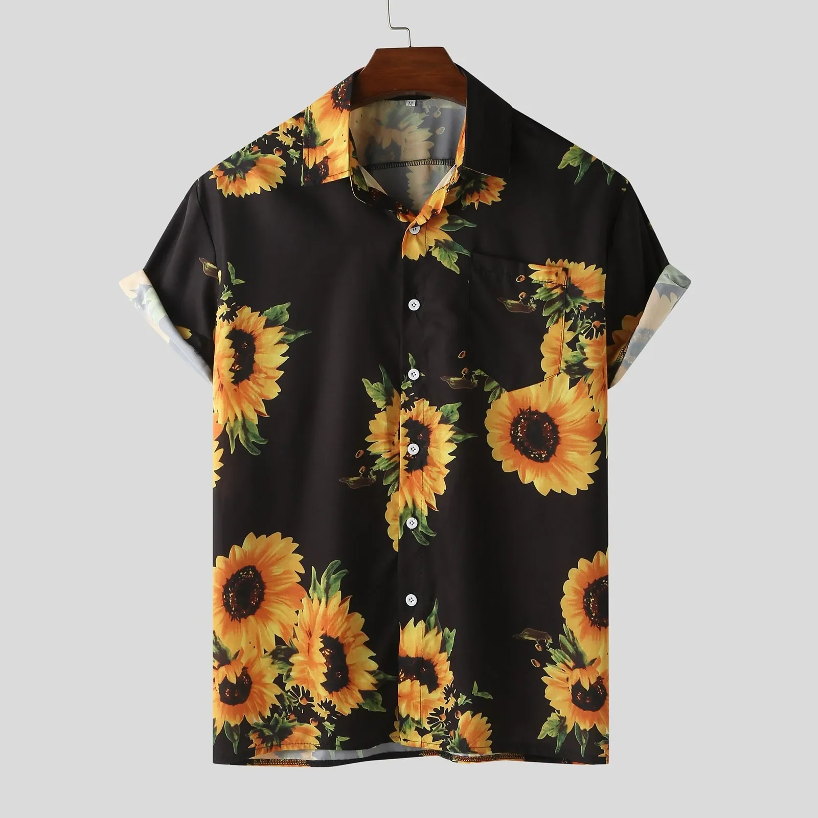 

Men's Retro Sunflower Shirts Summer Elegant Gentle Short Sleeve Loose Buttons Hawaiian Casual Shirt Blouse Holiday Beach Wear