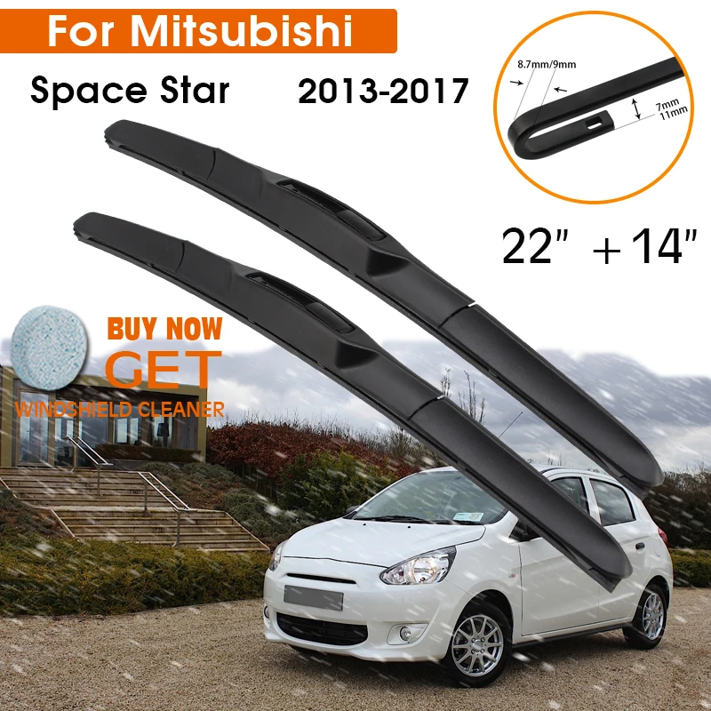 Car Wiper Blade For Mitsubishi Space Star 2013-2017 Windshield Rubber Silicon Refill Front Window Wiper 22