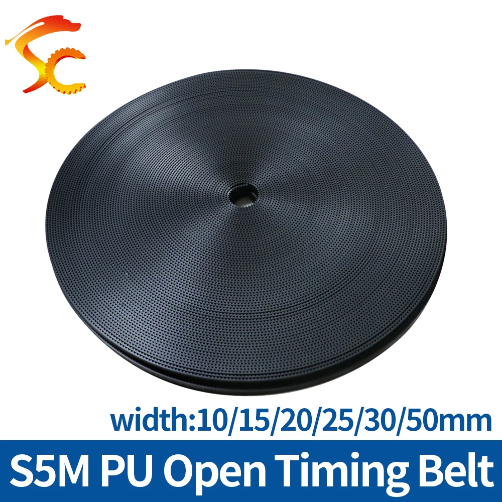 

ONEFIRE S5M PU Black Open Synchronous belt Width 10/15/20/25/30/50mm Polyurethane steel Timing Open belt