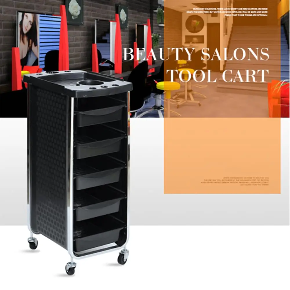 Тележка для салона Cncest с колесами, 7-уровневая тележка на колесиках премиум-класса с замком и карманными вставками, рулон тележки для волос с 6 ящиками