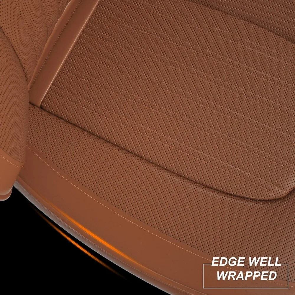 Pair of Waterproof Nappa Leather Front Seat Cushion Covers with Anti-Slip and Wrap-Around Design for Cars