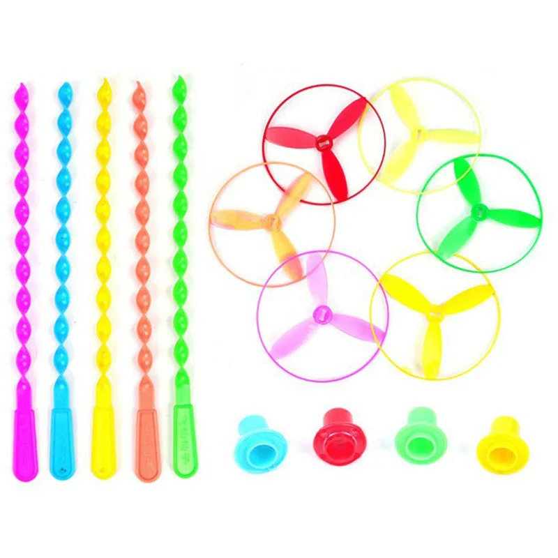 20PCS/Lot Children's Fun Outdoor Game Sports Set Manual Rotating Dragonfly Flying Saucer Helicopter Novelty Toys Holiday Gift