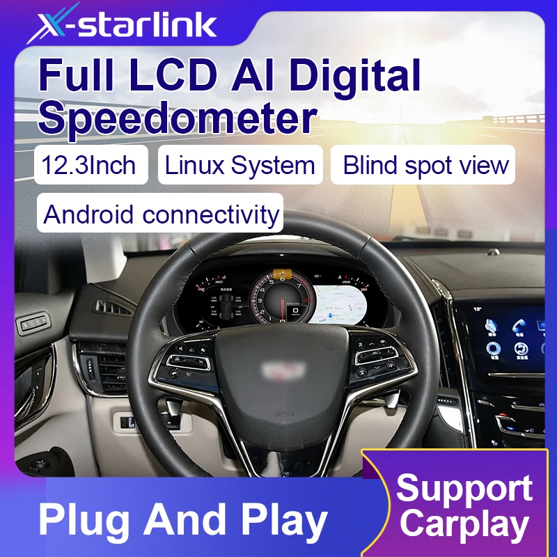 

For Cadillac Ats 2014-2017 12.3-Inch Digital Speedometer Lcd Instrument Cluster with Phone Link Car Dashboard Upgrade