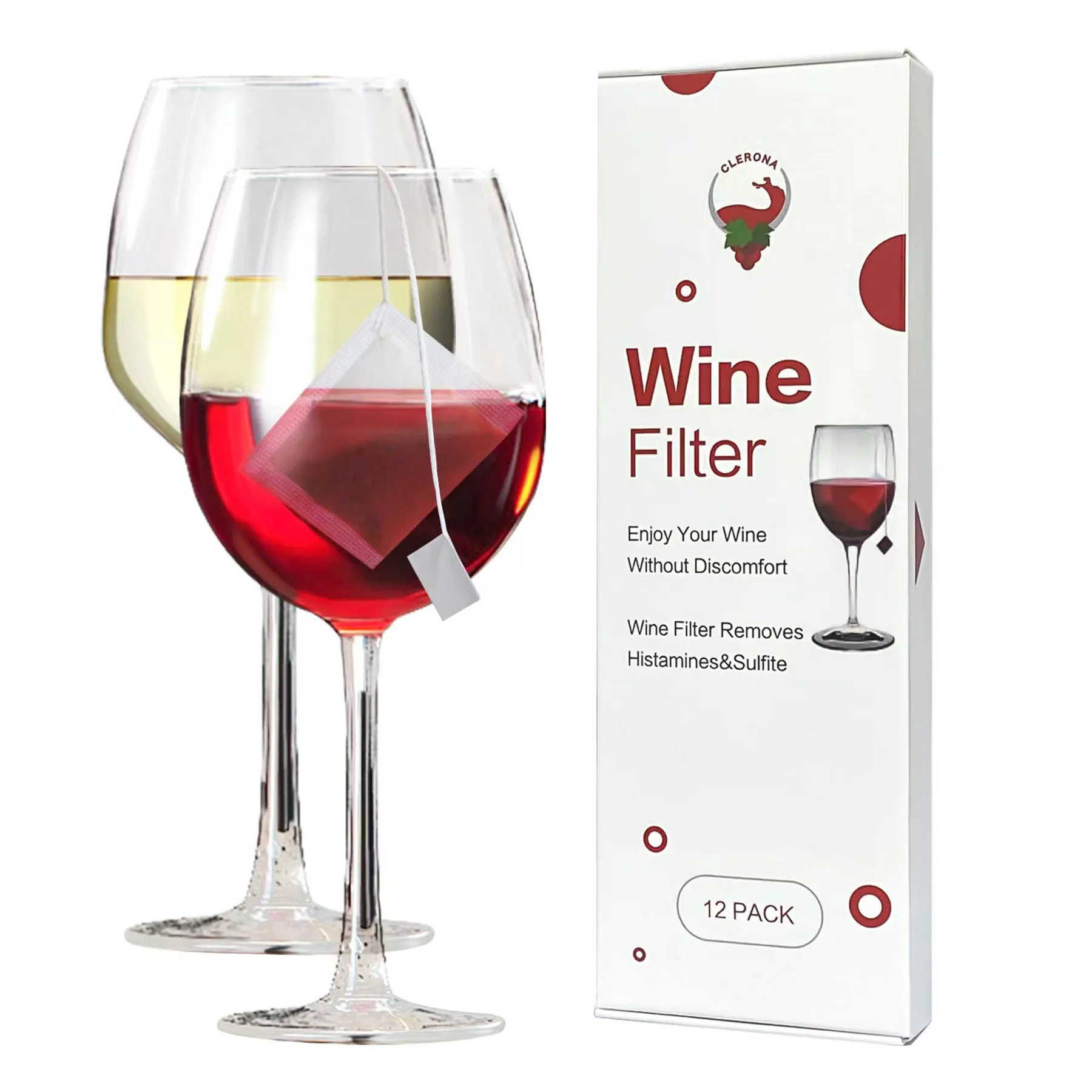 Wine Stick, Wand wine Purifier removes histamine and sulfites, Wand wine filter prevents wine allergies, no more headaches (12 p