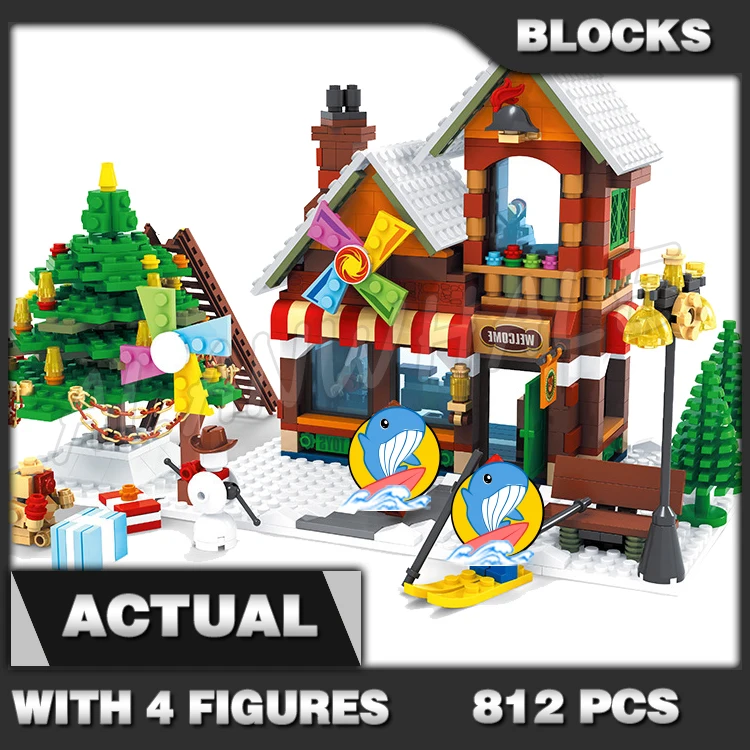 

812pcs Creator Expert Winter Village Toy Shop Christmas Tree Wooden Bench 25611 Building Blocks Toys Compatible With Model