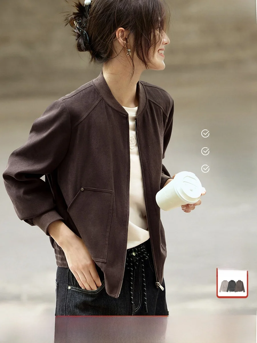 

Женская теплая флисовая бейсбольная куртка XWI: повседневная рабочая одежда, короткое пальто, осень-зима, новинка, винтажный свободный крой, полиэстер