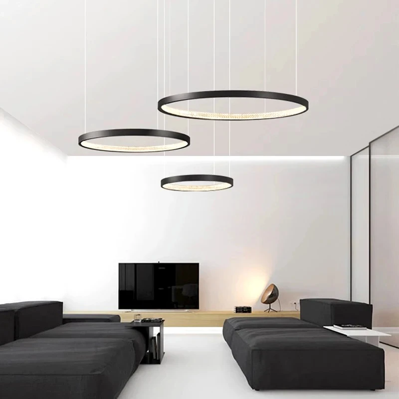 Living Room Pendant Light Minimalist Hall Main Light Italian Circular Ring Creative  Light Luxury Restaurant Pendant Light