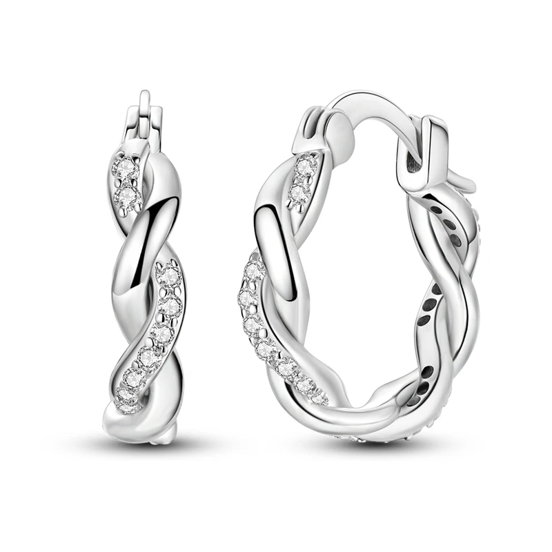 

925 Sterling Silver Earrings Women Sparkling Wrap-around Hoop Earring For Anniversary Wedding Jewelry Gifts