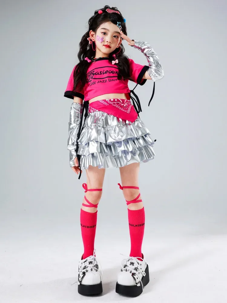 Jazz-Tanz-Outfit für Mädchen, Hip-Hop-Street-Dance-Kostüm für Kinder, Bühnenbekleidung im Kpop-Girl-Group-Stil, süß, cool, scharf – Detail 1