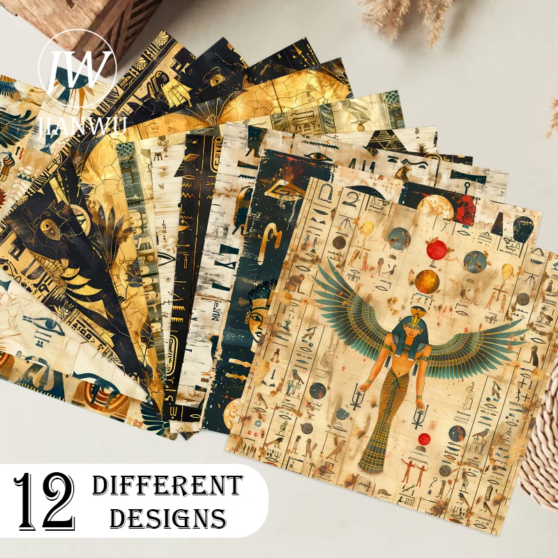 JIANWU 12 Pcs/set Vintage Ancient Egypt Item Landscape Collage Scrapbooking Material Paper Creative DIY Junk Journal Stationery