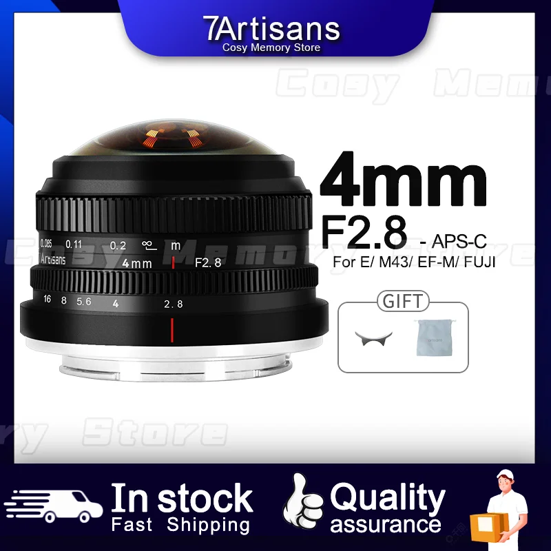 

Объектив 7artisans 4 мм F2.8 225 ° круглый рыбий глаз MF Prime для камер Sony E Fujifx Micro 4/3 Canon