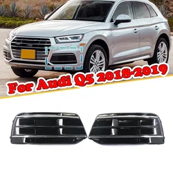 1 Pair Fog Light Grille Gloss Black Bezel Insert Car Front Bumper Grills Replacement for Audi Q5 2018 2019 2020 80A807679D