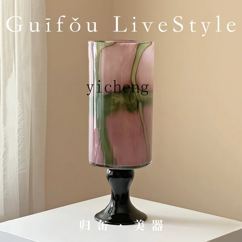 

LSL glazed vase tall living room entrance ornament stained glass holly flower ware