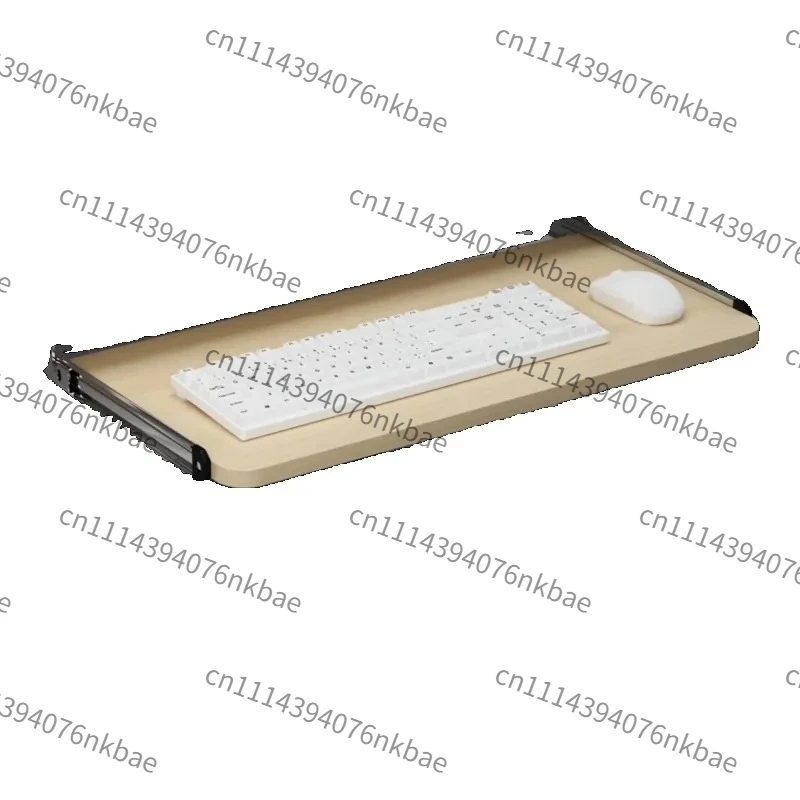 Ergonomic Solid Wood Keyboard Tray, Undermount Silent Slide Rail Thick Bracket Adjustable Wooden Desk Platform view 5