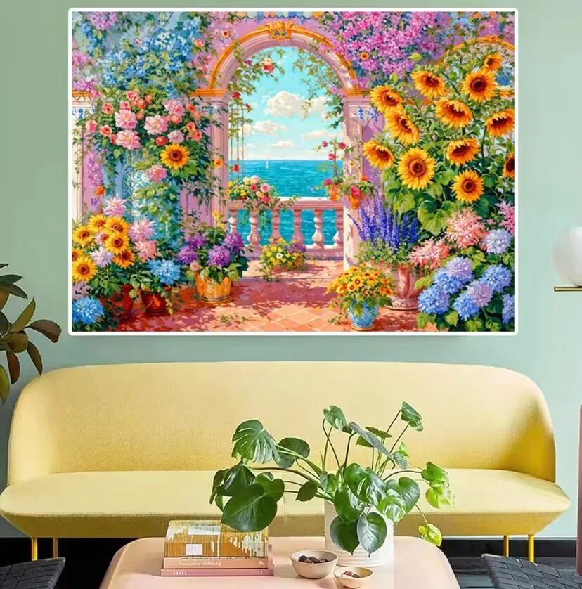 

9ct 110x90 см предварительно напечатанный набор для вышивки крестом DIY набор для вышивания ремесла Новое поступление нить игла поделки весенние цветы