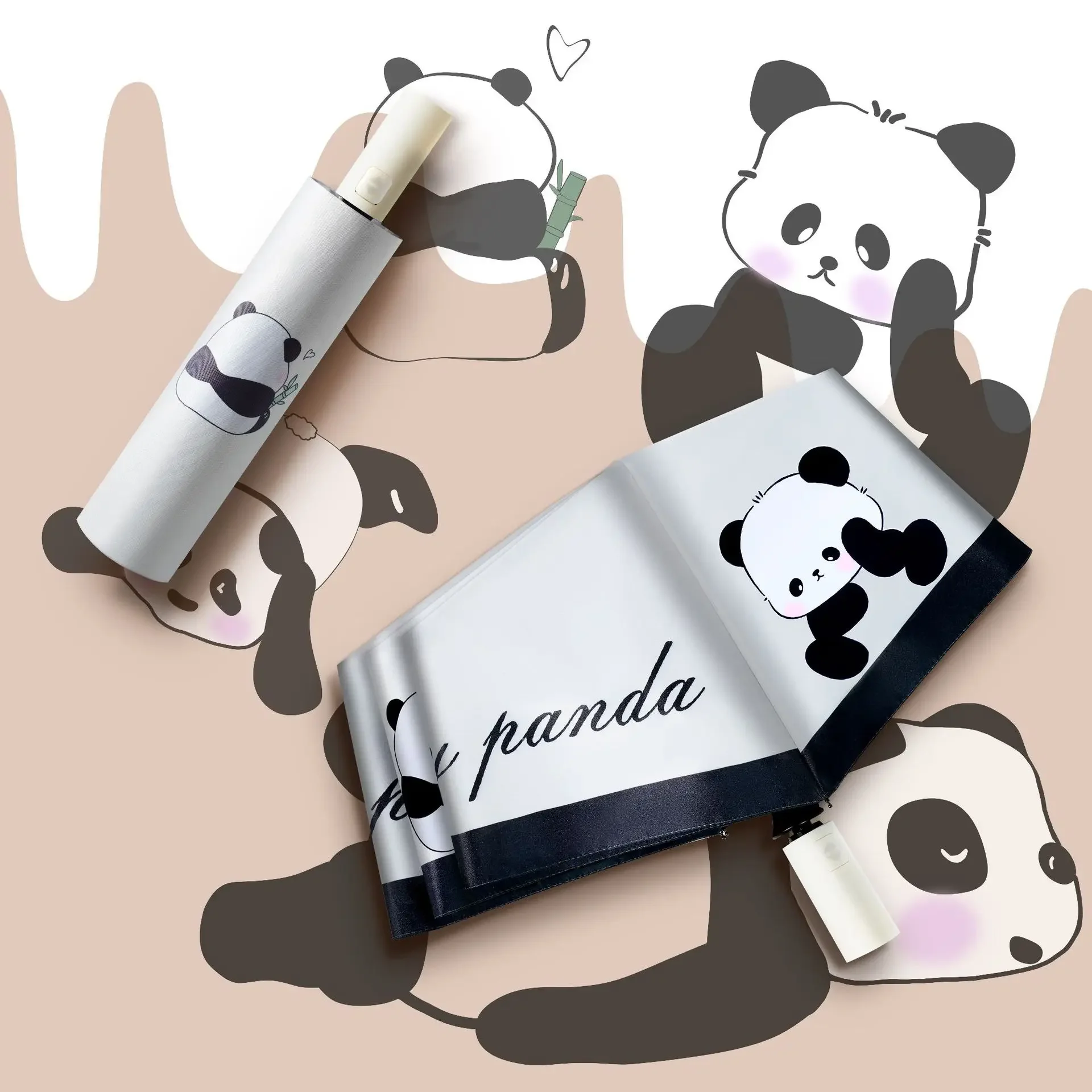 

Automatic Umbrella Cute Panda Sun Umbrella Sun Protection UV Protection Sun Rain Dual Use Umbrella