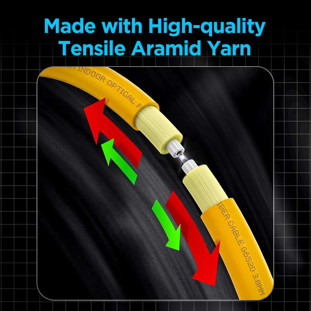 AMPCOM Fiber Cable LC to LC Single Mode Optical Fiber Jumper Duplex UPC 9/125μm, OS1/2 SMF 1/2/3/5/10/15 Meters LSZH OFNR