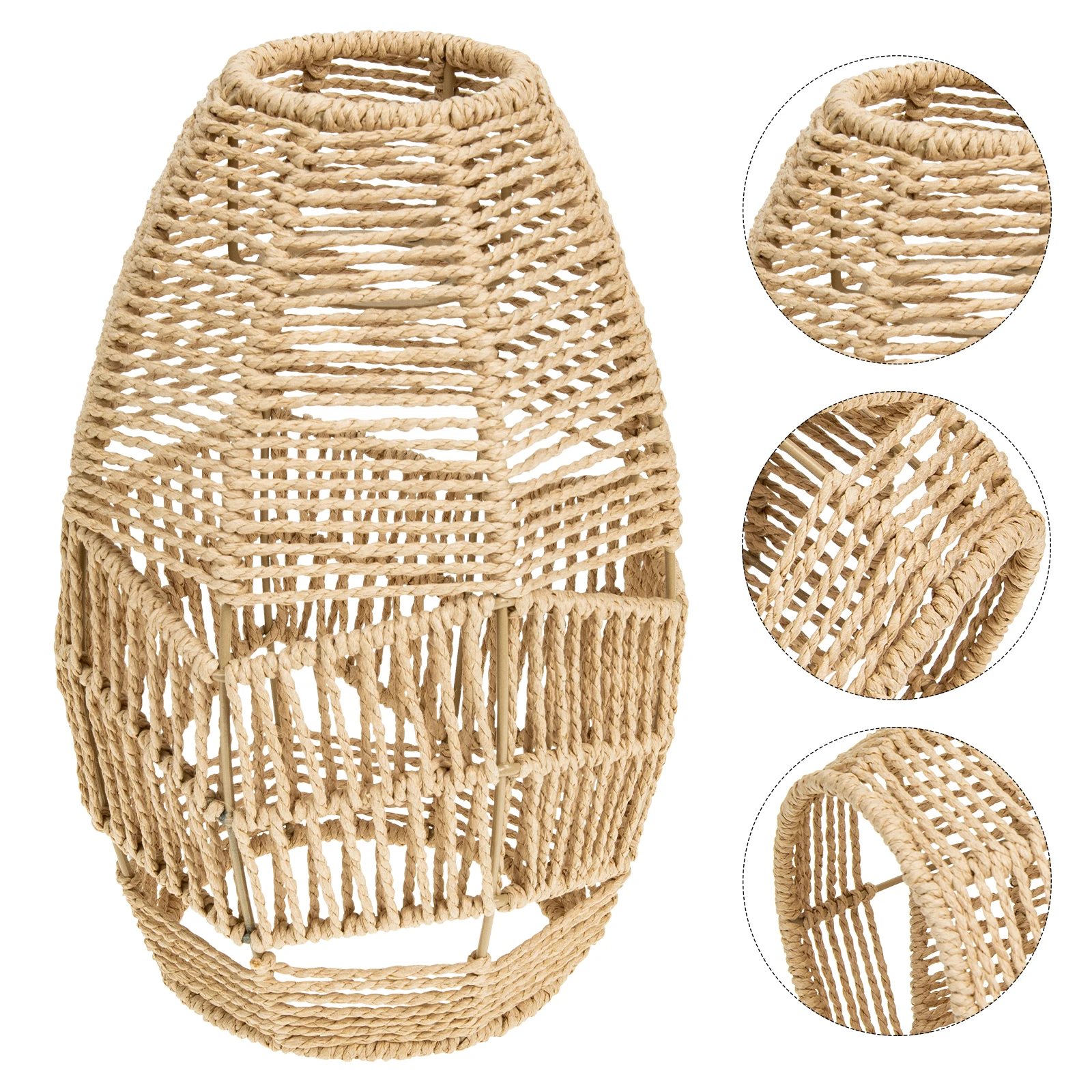 Vintage Style Woven Lampshade High-Grade Decorative Light Cover Home Hotel Bar Festival Hanging Chandelier Shade Ceiling Light