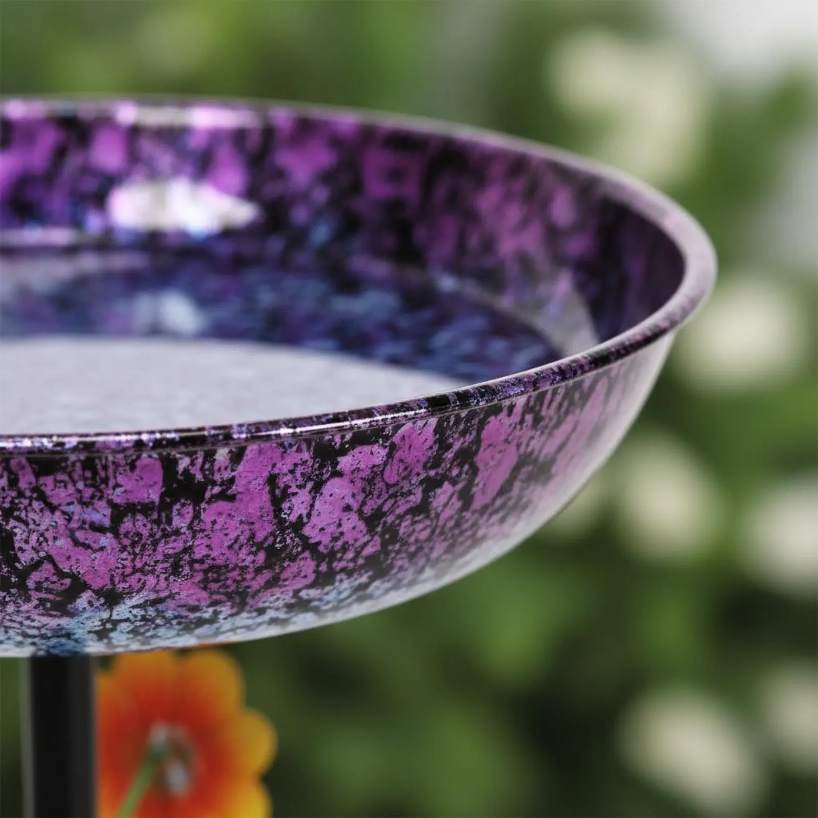 Metal Bird Bath Long-Lasting Round Bird Bath Basin Garden Decor Elegant Solar Fountain Compatible for Yard view 5