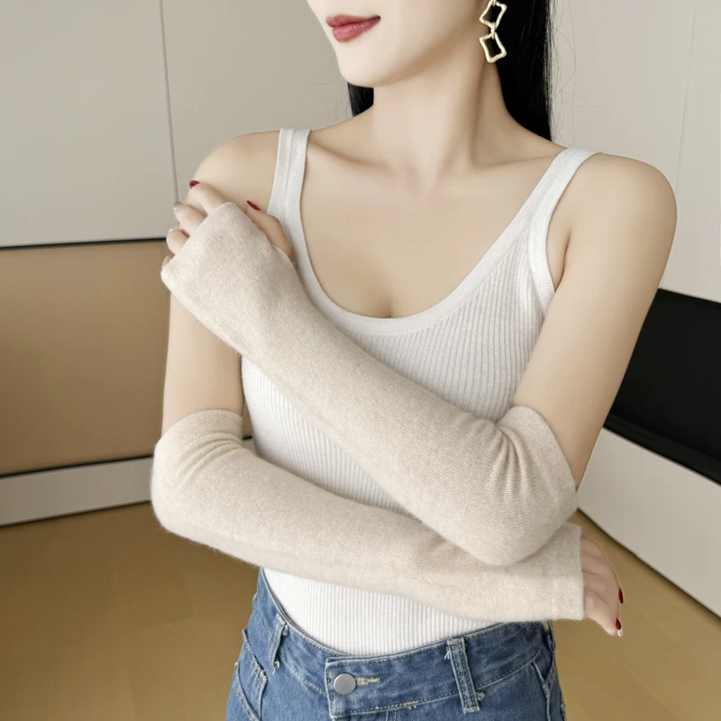 MVLYFLRT السيدات الشتاء الدافئة غطاء للذراع 100% الكشمير محبوك غطاء للأكمام الكوع وسادة لينة الكشمير المرأة الإكسسوارات