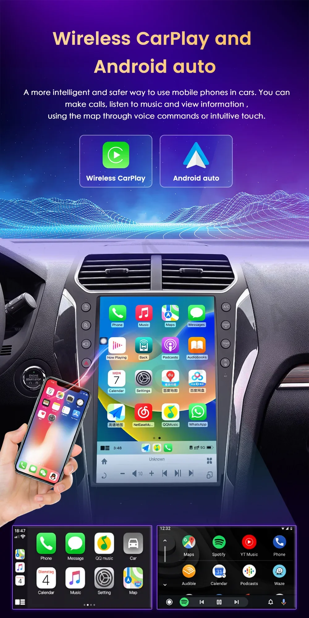 أندرويد 13.0 راديو السيارة تسلا نمط شاشة عمودية ل هامر H2 9.7 بوصة Carplay الوسائط المتعددة نظام تحديد المواقع والملاحة رئيس وحدة 2004-2009