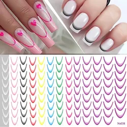Adesivi per nail art stile linea francese sfumata di moda Bianco Grigio Autoadesivo Linee sfumate di moda Adesivo piegato Decalcomania per unghie fai da te