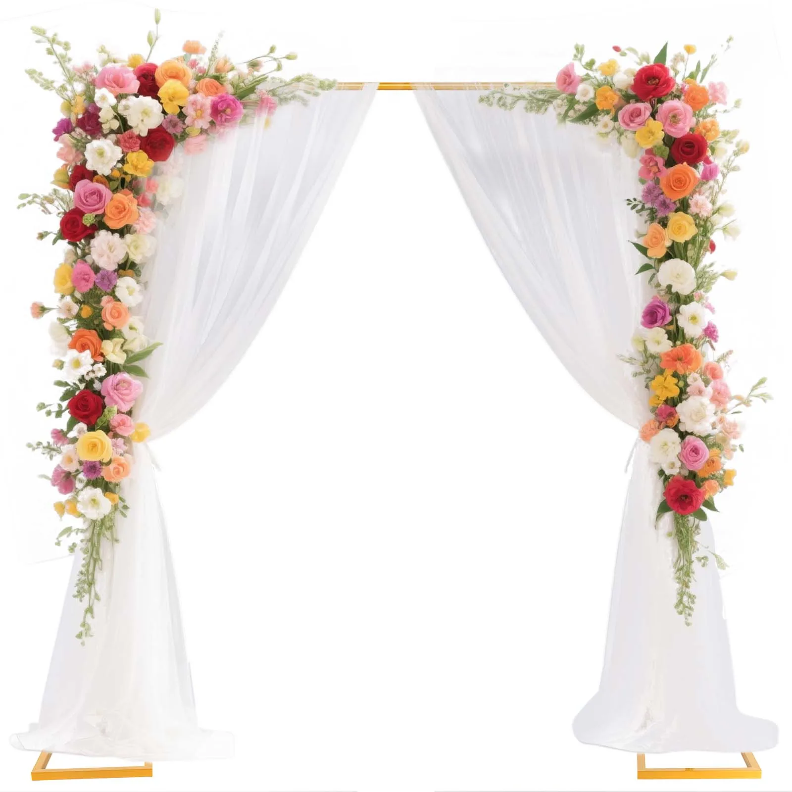 Arco nuziale dorato riutilizzabile 2*2M, struttura in metallo per fondale, supporto per palloncini, fiori, piante, decorazione fai-da-te per creare atmosfera in feste e giardini