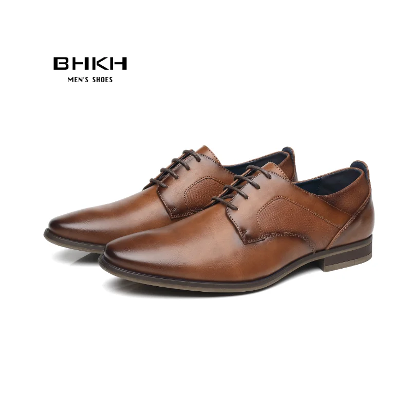 

BHKH 2024 Man Formal Dress Shoes Spring Autumn Lace Up Men Wedding Shoes Zapatos Casuales Business Office Work for Men Shoes