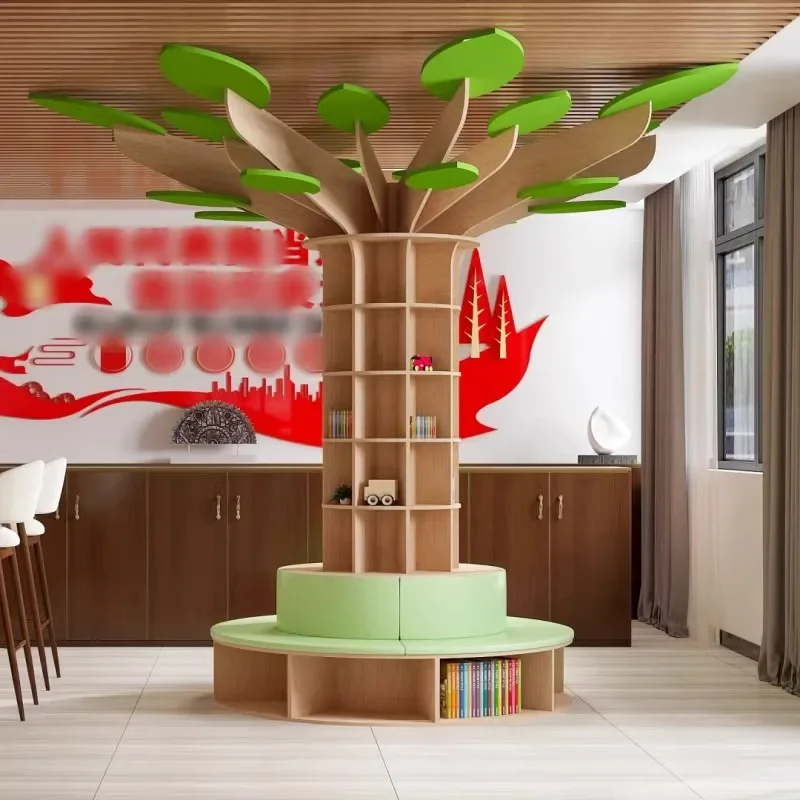 3D three-dimensional solid wood tree-shaped picture book shelf smart bookshelf library ornament