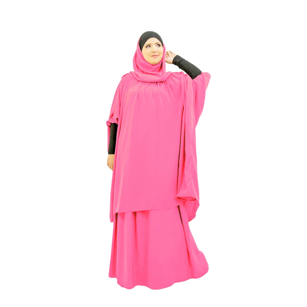 Burqa Caftan Hooded Khimar Women Full Cover Muslim Traditional Clothing Ramadan Eid Abaya Kaftan Prayer Dress Tops Skirt Set