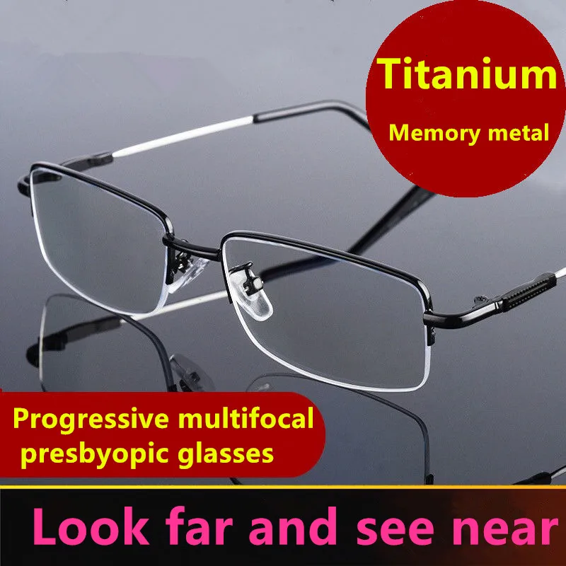 Gafas de Lectura Multifocales de Aleación de Memoria, Doble Función Cercano-alejado, Zoom Inteligente Progresivo, Protección Anti-luz Azul, Gafas para Presbicia