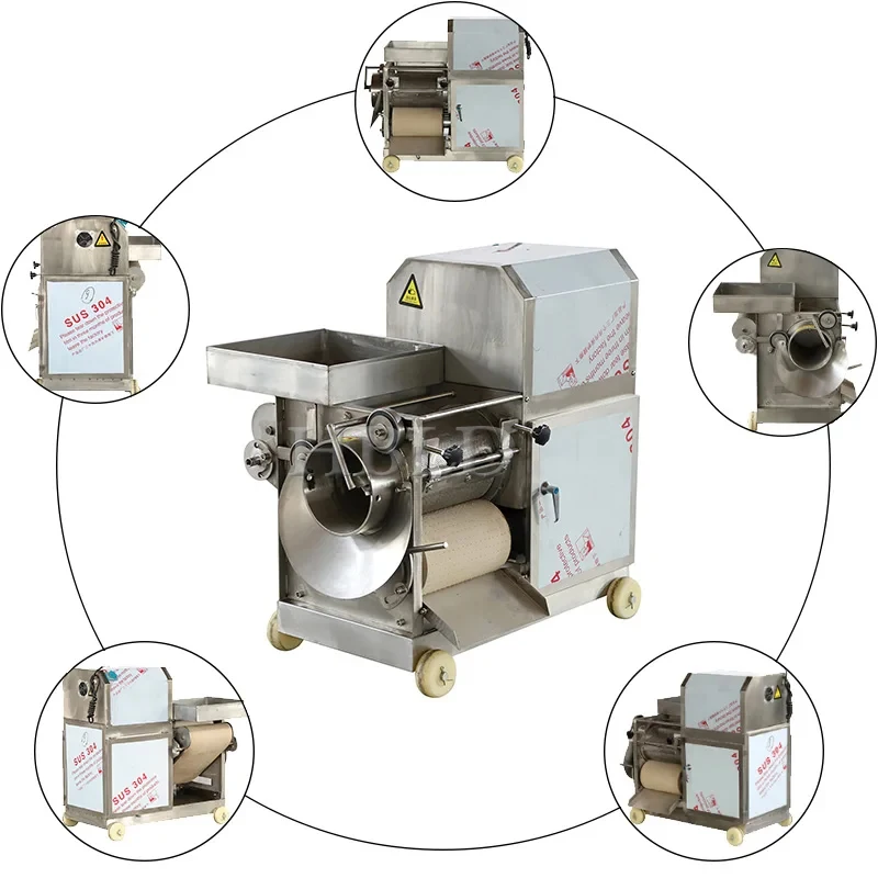 Multi Functionele Volautomatische Vis Gehakt Separator, Visvlees En Visgraat Separator, Vis En Garnalen Dunschiller