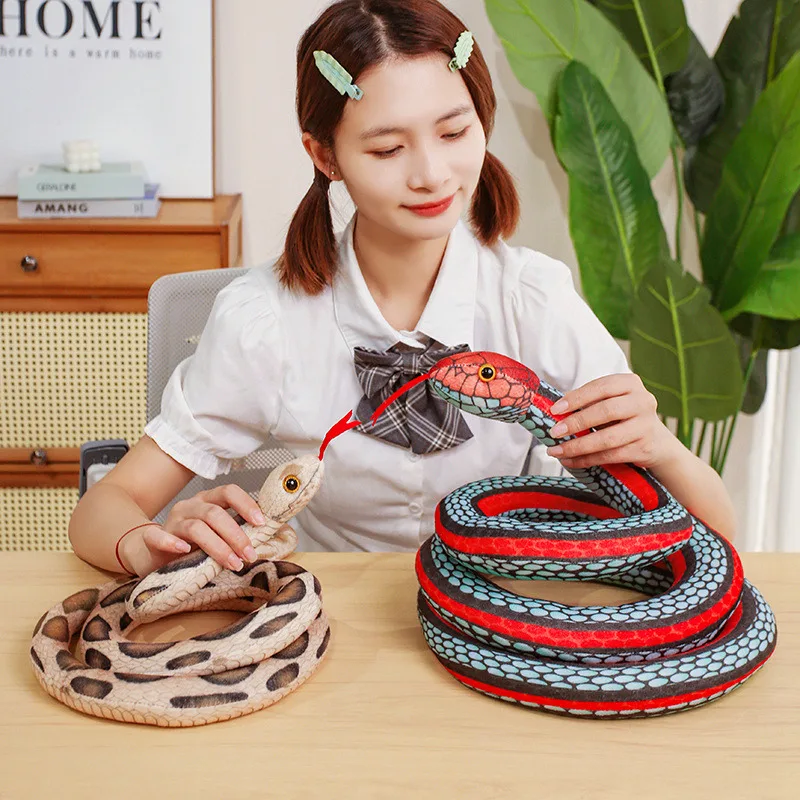100~300cm Boa Snake Doll Wild Animal Scary Like Real Plush Toy Tongue Out Green Yellow Red Brown Stuffed Plushie Birthday Gift