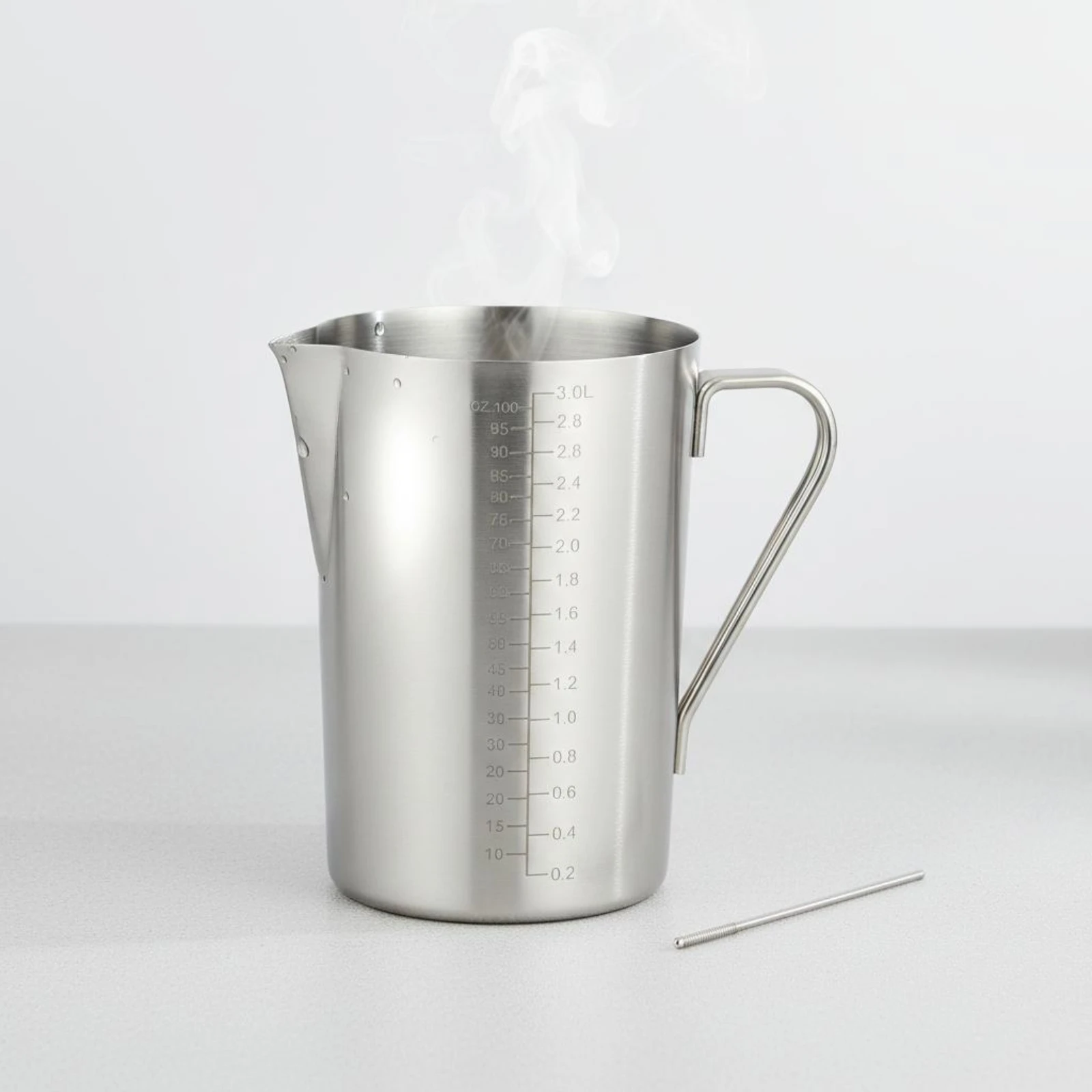 Stainless Steel Measuring Cup Straight Handle Pouring Measuring Cup Kitchen Tool Tapered Body Pour Spout