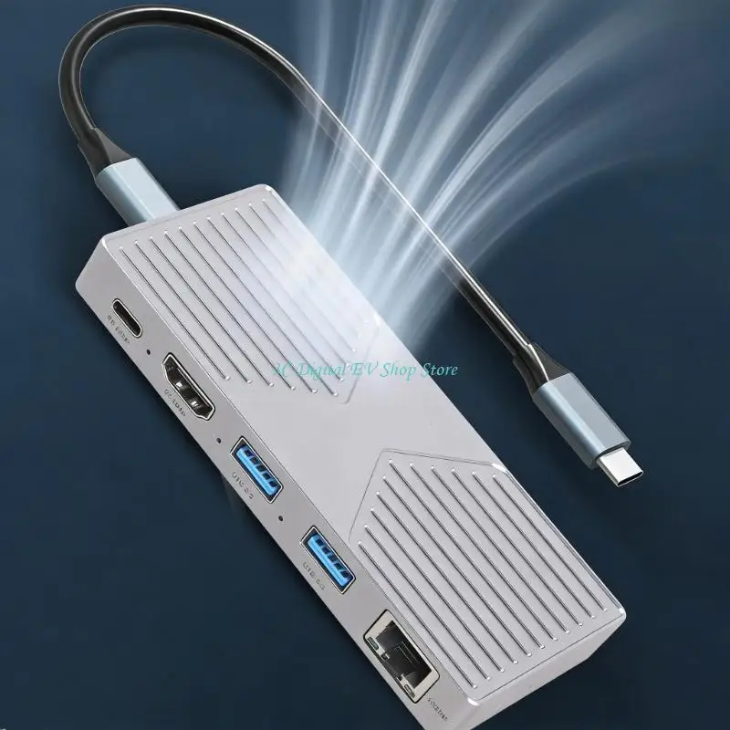 

E74D Portable Docking Station 6-in-1 SSD Dock Base with 4K@60Hz & Gigabit-ethernet 2x USB3.2 Port