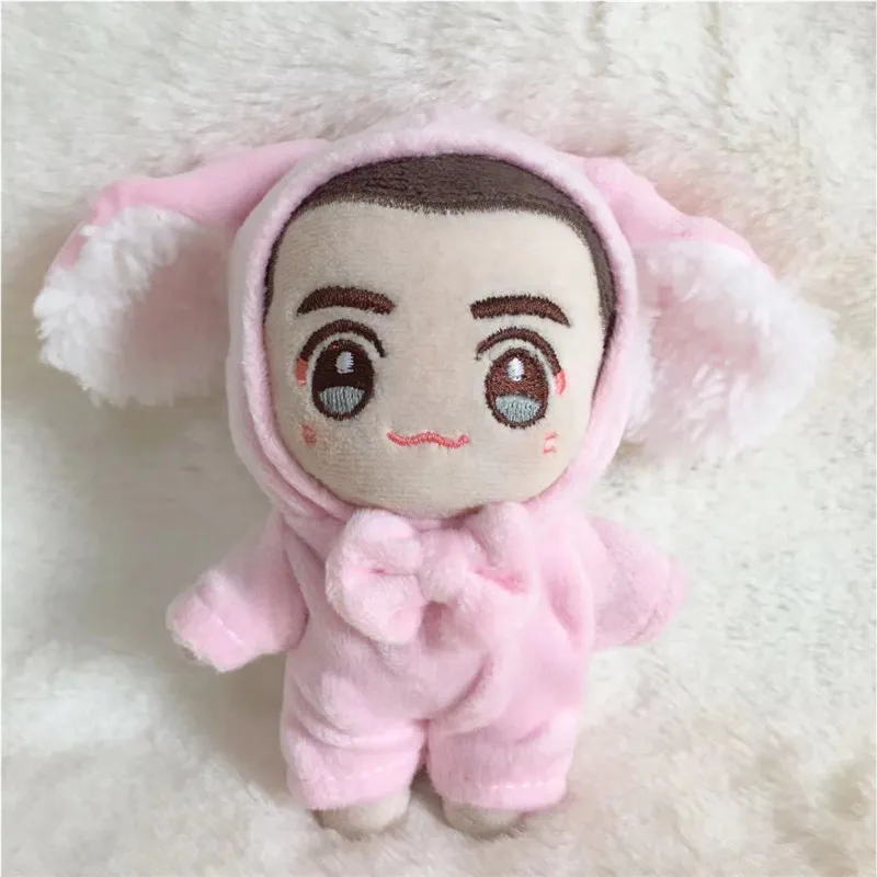 Cute 10cm Idol Plush Doll Clothes Pink and Grey Rabbit Bodysuit 10cm Cotton Doll Doctors and Nurses Clothes Dress Up