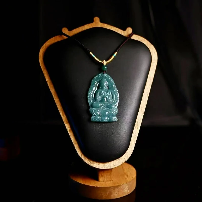 

Natural Exquisite Engraving Jadeite Three-dimensional Hollow Big Sun Tathagata Brand Pendant Fine Jewelry Men Women Amulet Gift