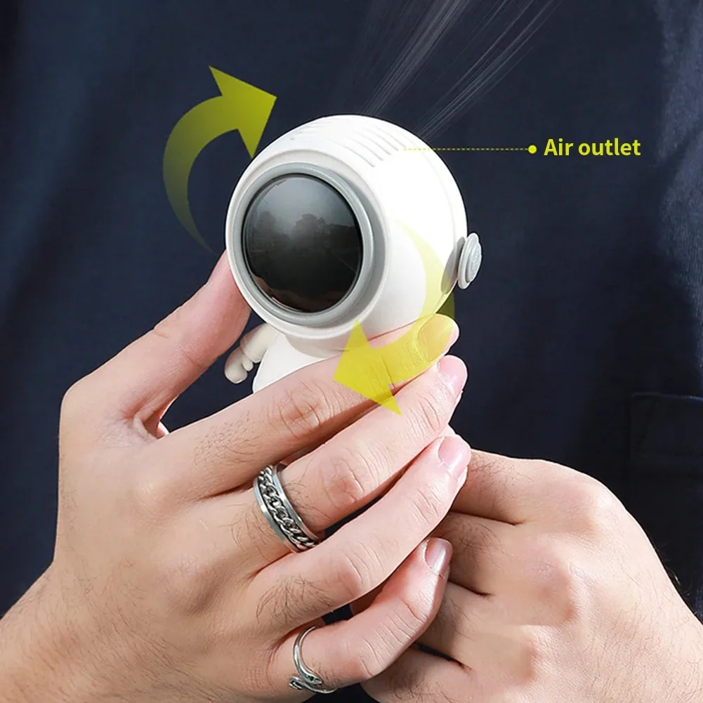 Hanging Neck Leafless Astronaut Small Electric Fan,  Rope Small Fan, Hanging Neck Handheld Small Fan Desktop Fan,  Holiday Gifts