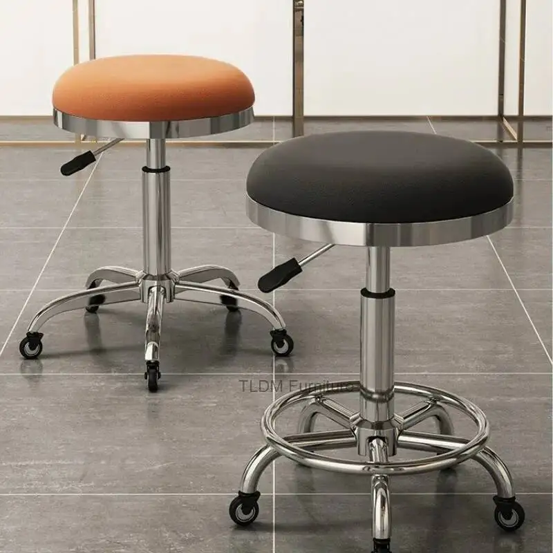 

Парикмахерское кресло-стул с круглой спинкой, на вращающихся колесиках, большое, для мастера, для макияжа, мебель для салонов красоты, рабочие стулья XYBC