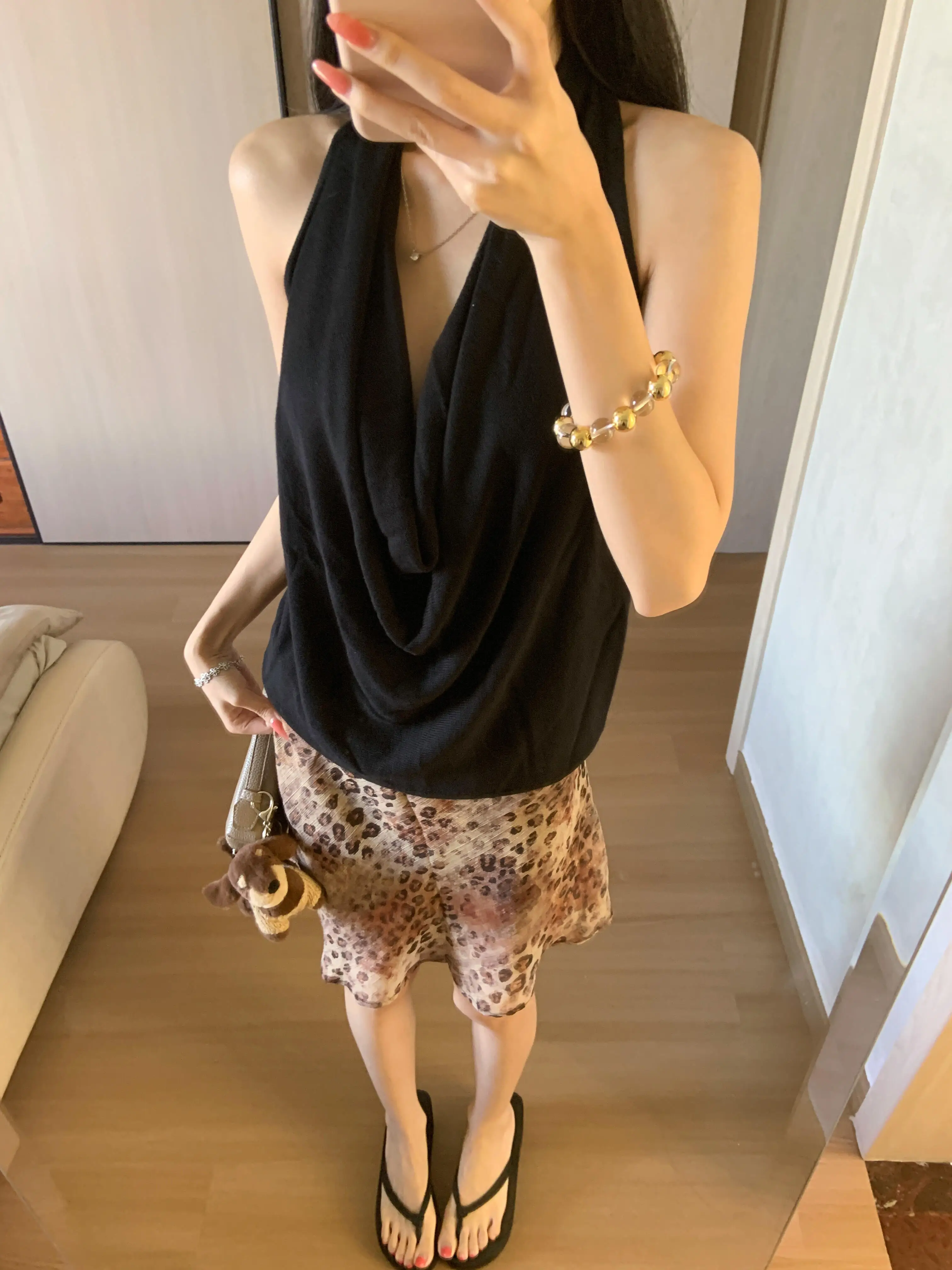 

Hot Girl Style Leopard Print Halter Vest And Skirt Set for Women Summer Fashion Outfit Two Piece Set Sleeveless Regular ...