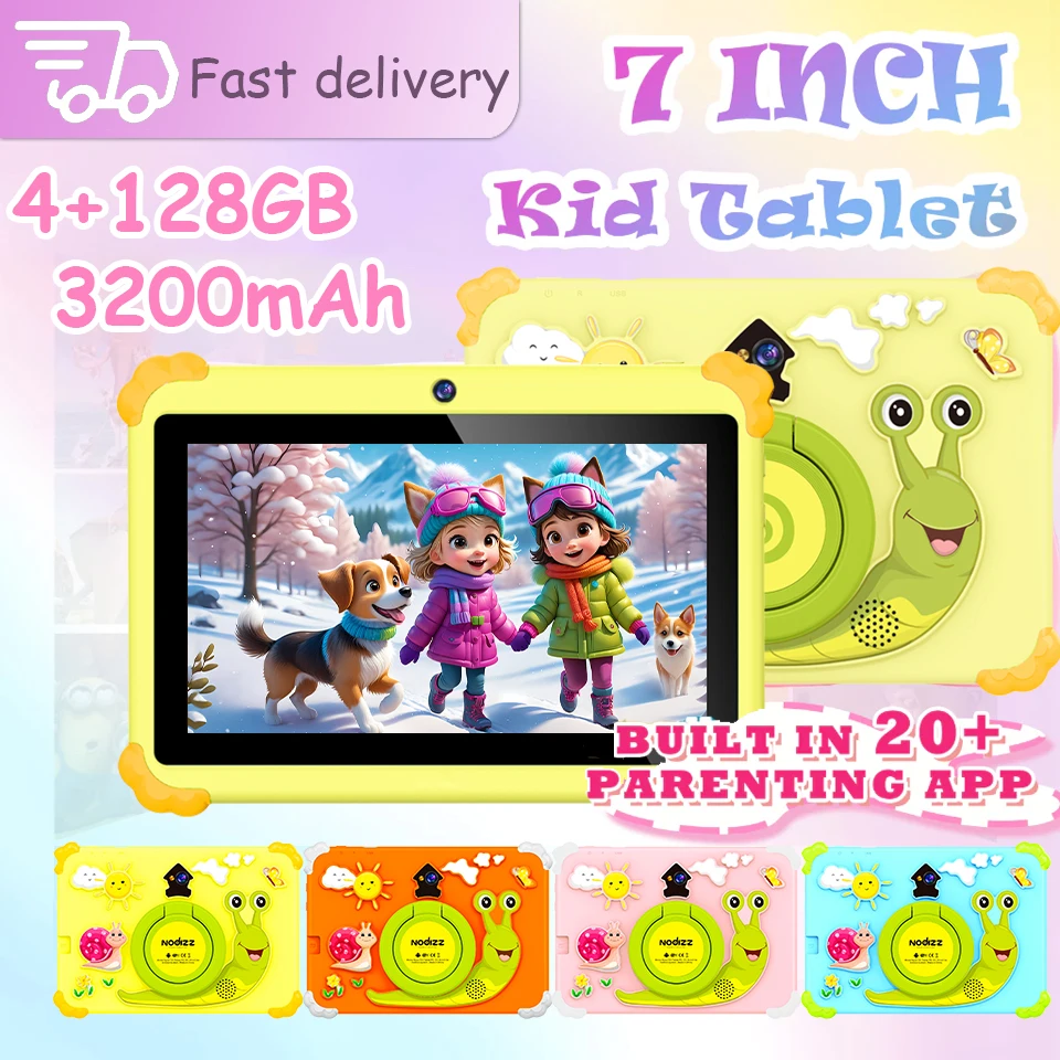 Npad703 New Cartoon Pattern Kids Tablet,7 Inch Kids Tablet,Android 13,Quad Core,4(2+2)GB RAM+128GB ROM ,3200mAh,Children's Gifts